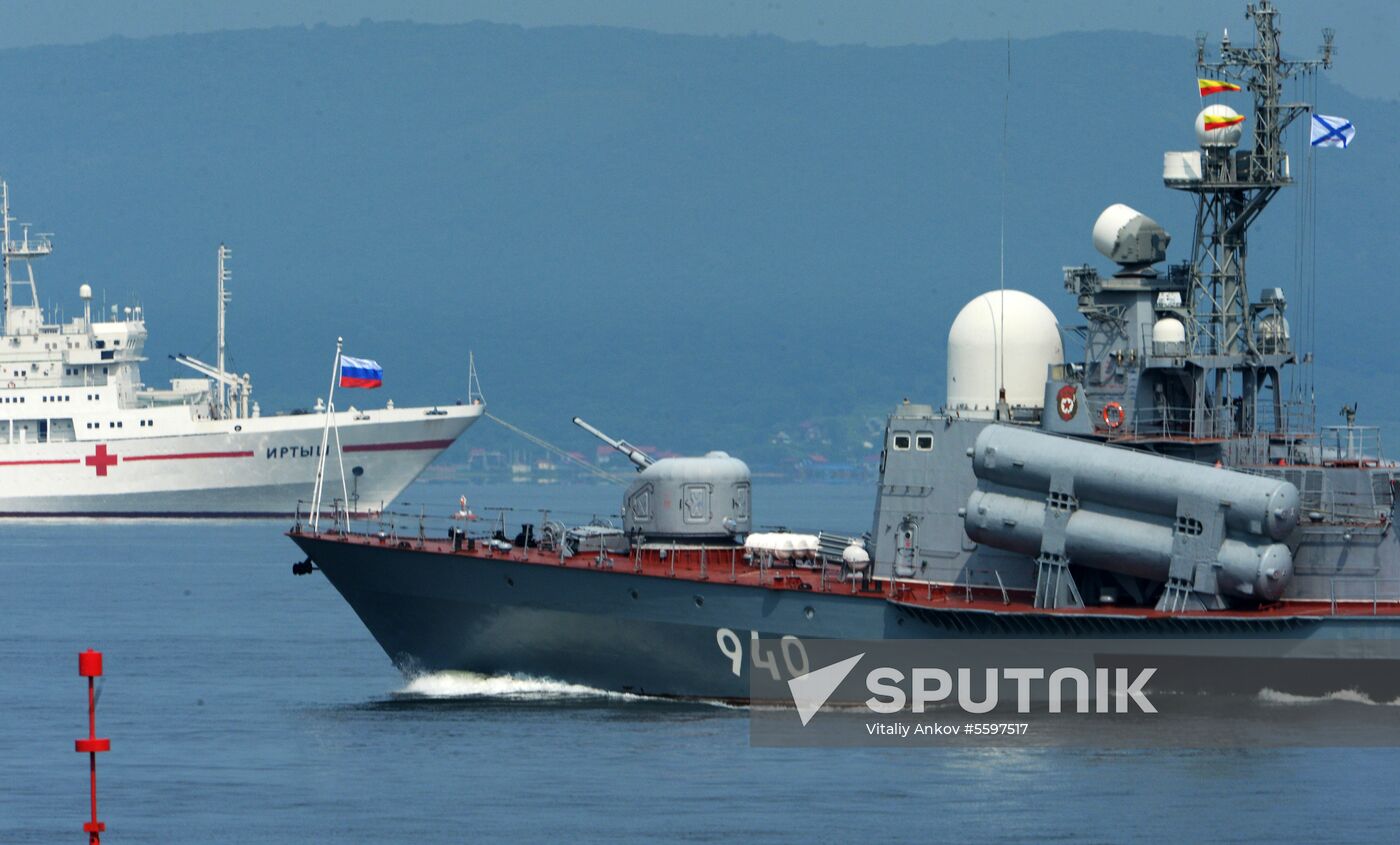 Rehearsal of military sports festival marking Navy Day in Vladivostok