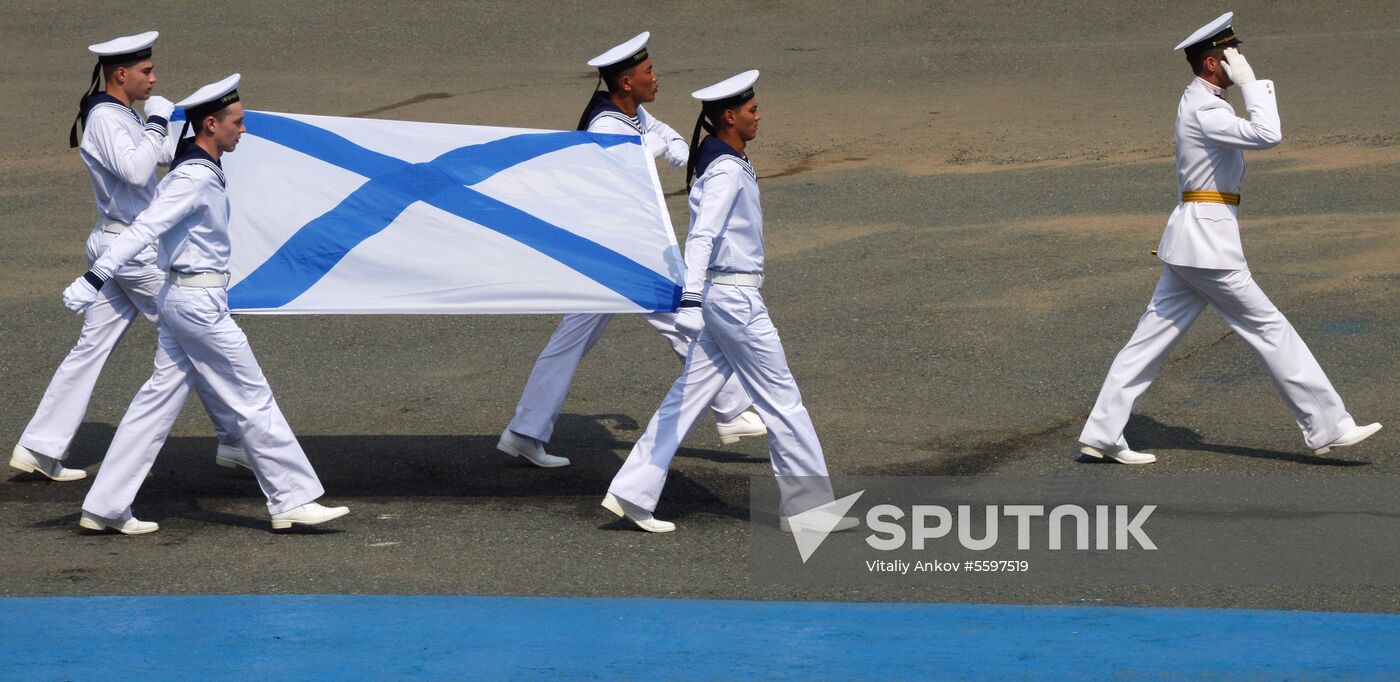 Rehearsal of military sports festival marking Navy Day in Vladivostok