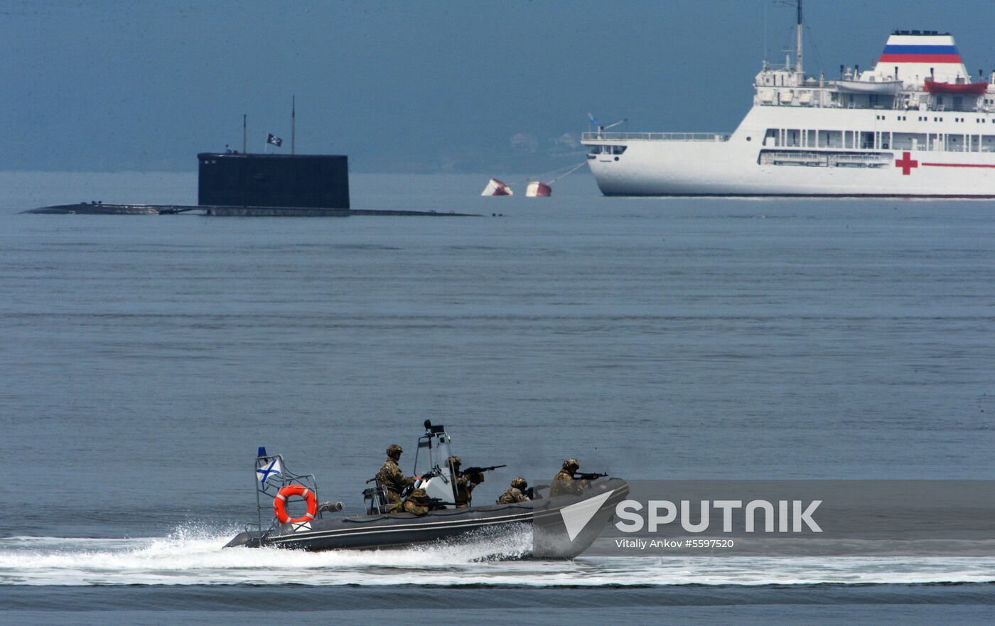 Rehearsal of military sports festival marking Navy Day in Vladivostok