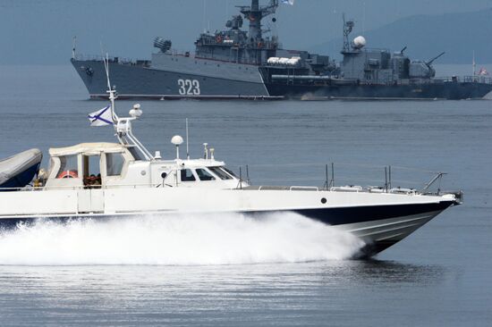 Rehearsal of military sports festival marking Navy Day in Vladivostok