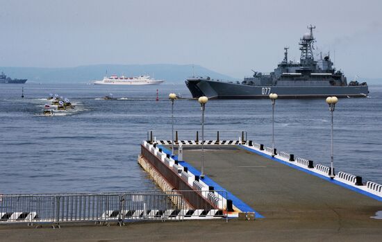 Rehearsal of military sports festival marking Navy Day in Vladivostok