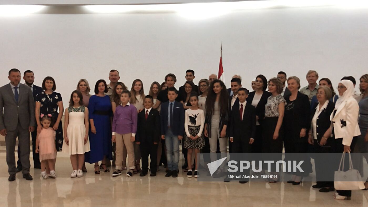 Syria's First Lady Asma al-Assad meets with families of Russian officers killed in Syria