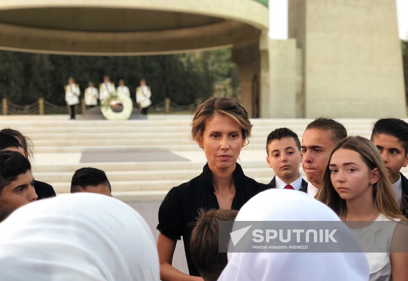 Syrian First Lady Asma al-Assad meets with families of Russian officers killed in Syria