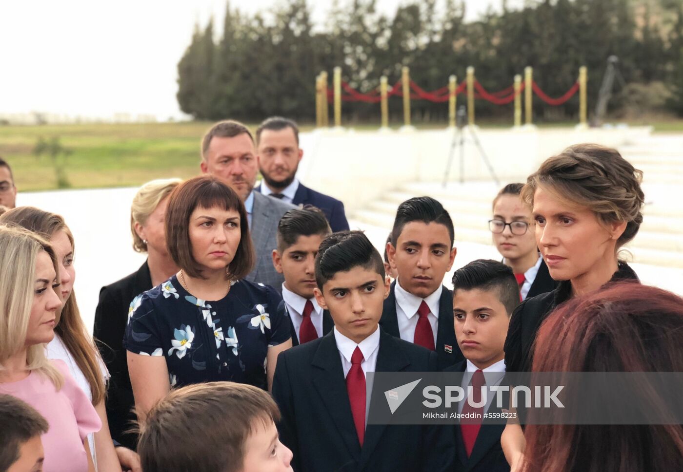 Syrian First Lady Asma al-Assad meets with families of Russian officers killed in Syria