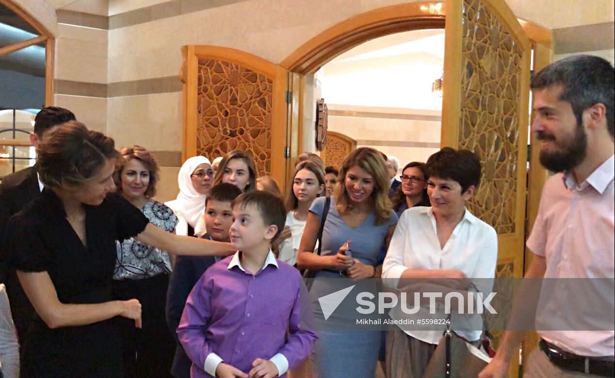 Syrian First Lady Asma al-Assad meets with families of Russian officers killed in Syria