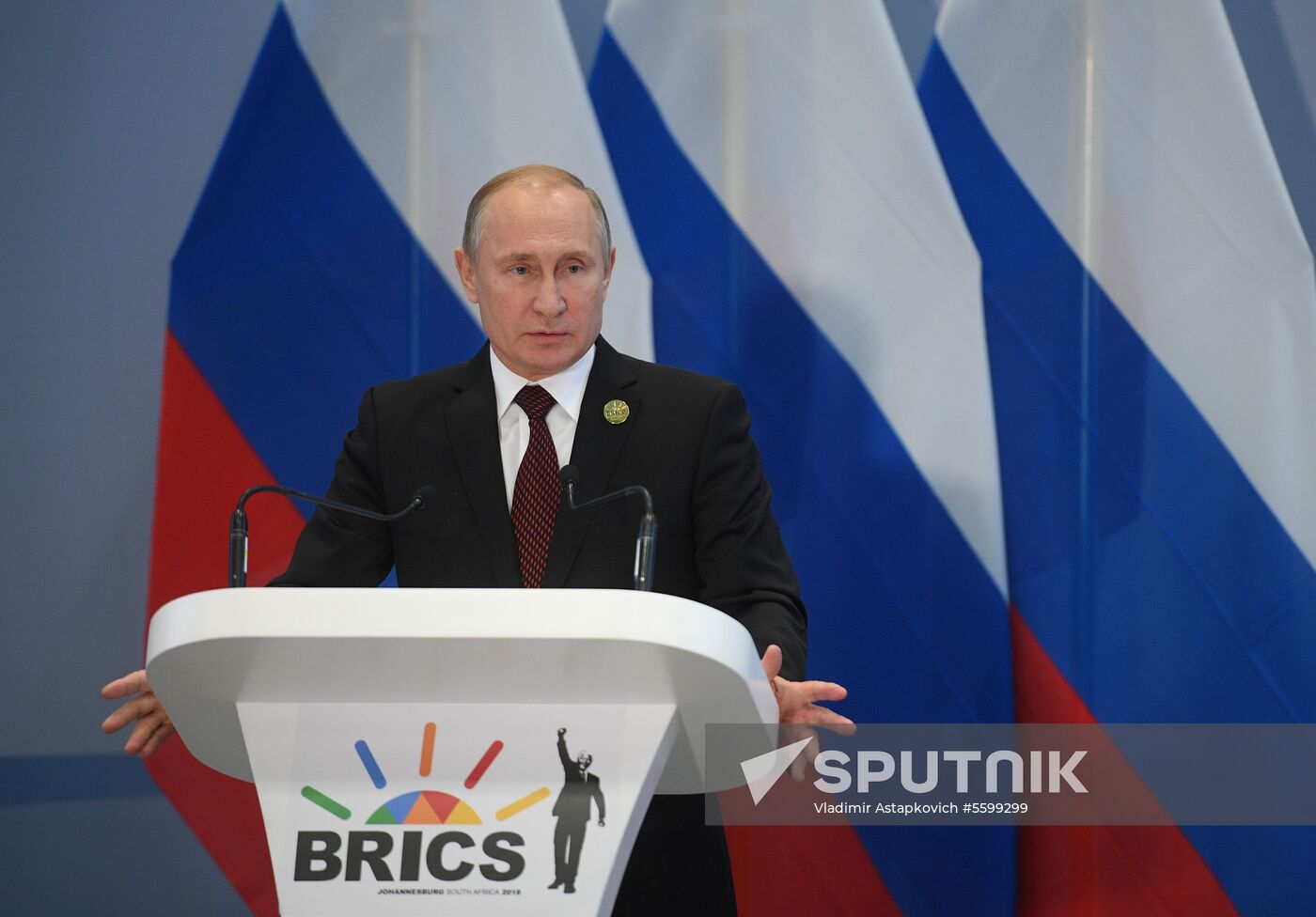 President Vladimir Putin at 10th BRICS Summit in South Africa. Day two