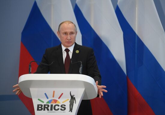 President Vladimir Putin at 10th BRICS Summit in South Africa. Day two