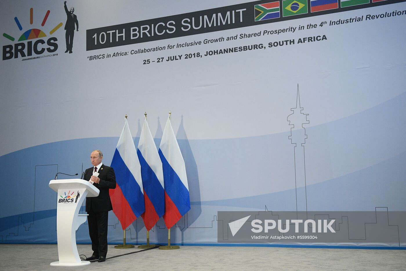 President Vladimir Putin at 10th BRICS Summit in South Africa. Day two