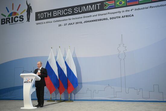President Vladimir Putin at 10th BRICS Summit in South Africa. Day two