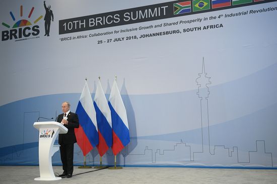 President Vladimir Putin at 10th BRICS Summit in South Africa. Day two