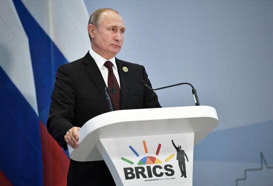 President Vladimir Putin at 10th BRICS Summit in South Africa. Day two