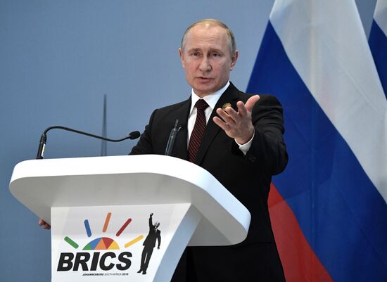 President Vladimir Putin at 10th BRICS Summit in South Africa. Day two