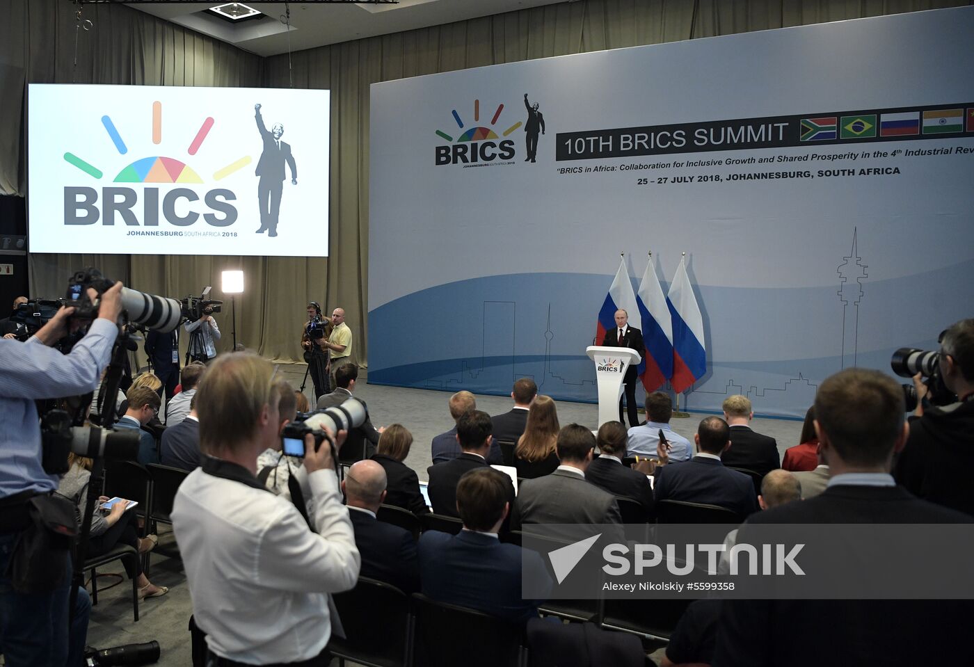 President Vladimir Putin at 10th BRICS Summit in South Africa. Day two