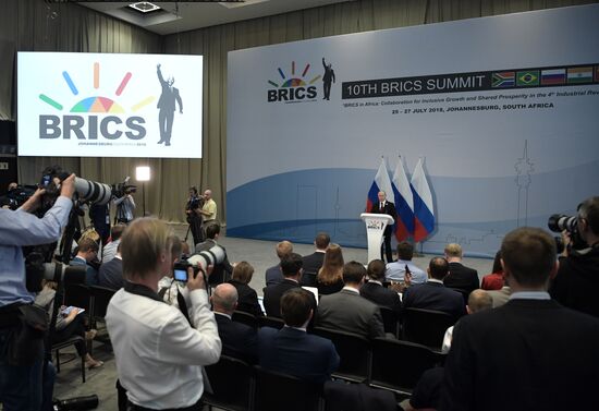 President Vladimir Putin at 10th BRICS Summit in South Africa. Day two