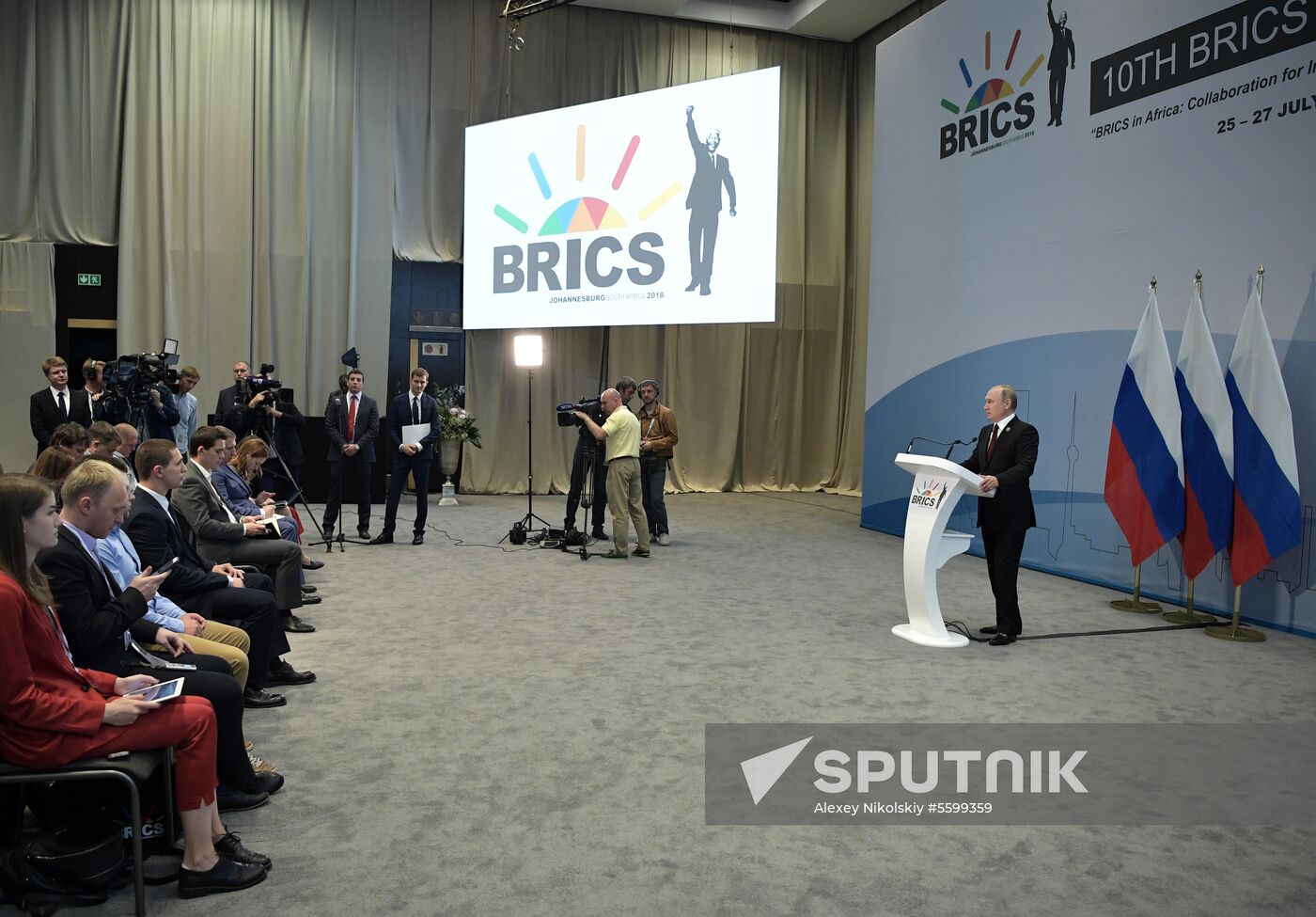 President Vladimir Putin at 10th BRICS Summit in South Africa. Day two