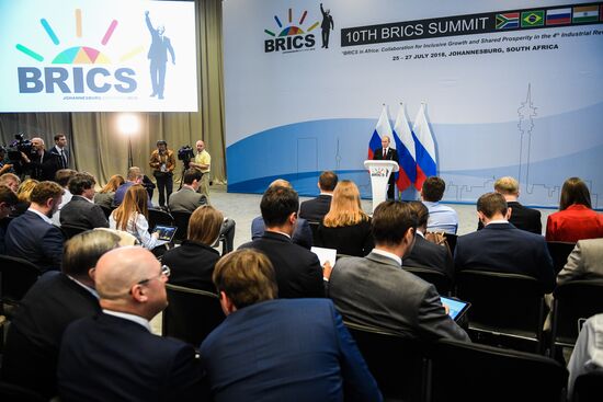 President Vladimir Putin at 10th BRICS Summit in South Africa. Day two