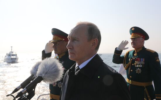 Russian President Vladimir Putin attends Main Naval Parade