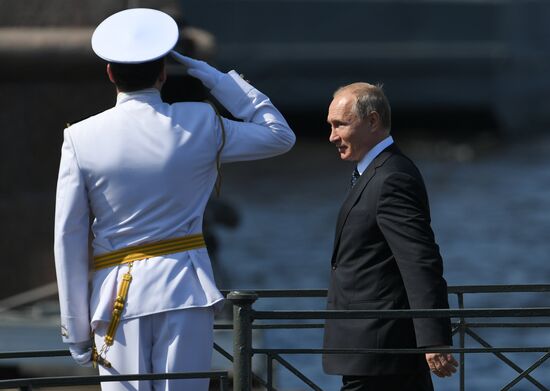 Russian President Vladimir Putin attends Main Naval Parade