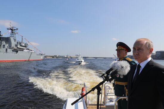 Russian President Vladimir Putin attends Main Naval Parade
