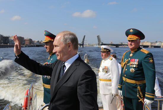 Russian President Vladimir Putin attends Main Naval Parade