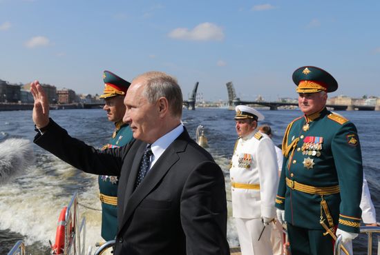 Russian President Vladimir Putin attends Main Naval Parade