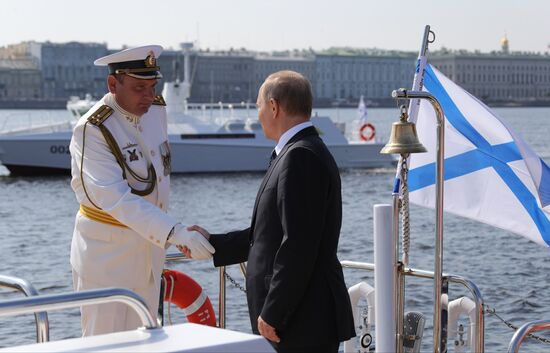 Russian President Vladimir Putin attends Main Naval Parade