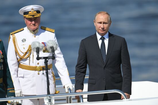 Russian President Vladimir Putin attends Main Naval Parade