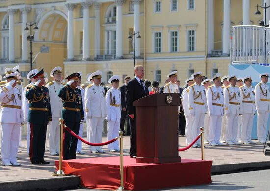 Russian President Vladimir Putin attends Main Naval Parade