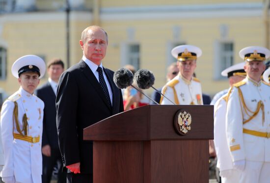 Russian President Vladimir Putin attends Main Naval Parade