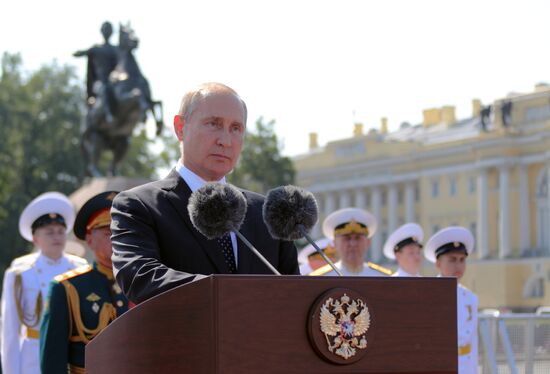 Russian President Vladimir Putin attends Main Naval Parade