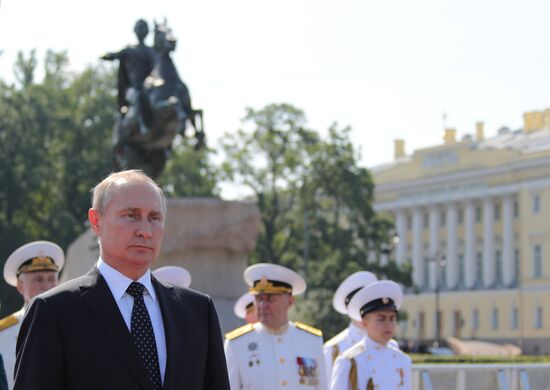 Russian President Vladimir Putin attends Main Naval Parade