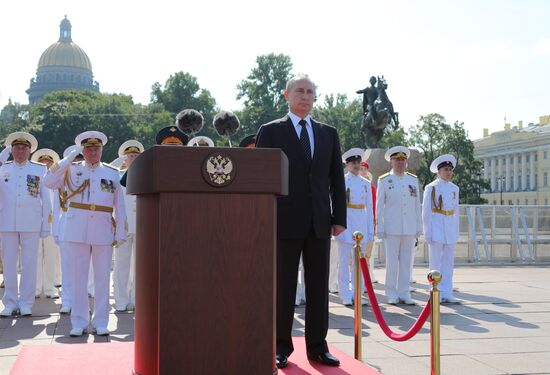 Russian President Vladimir Putin attends Main Naval Parade
