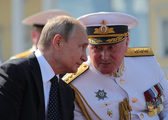Russian President Vladimir Putin attends Main Naval Parade