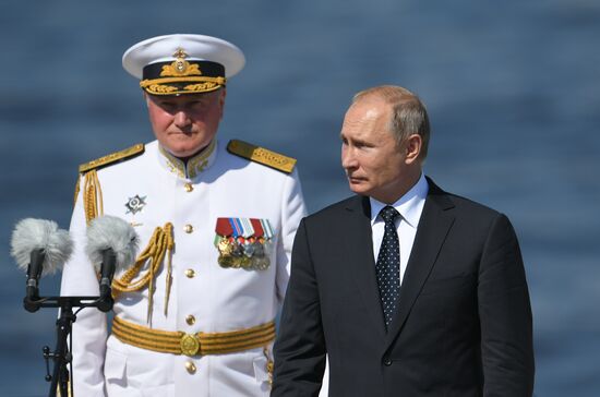 Russian President Vladimir Putin attends Main Naval Parade