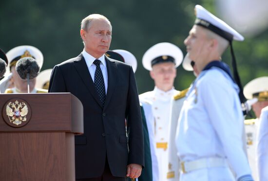 Russian President Vladimir Putin attends Main Naval Parade
