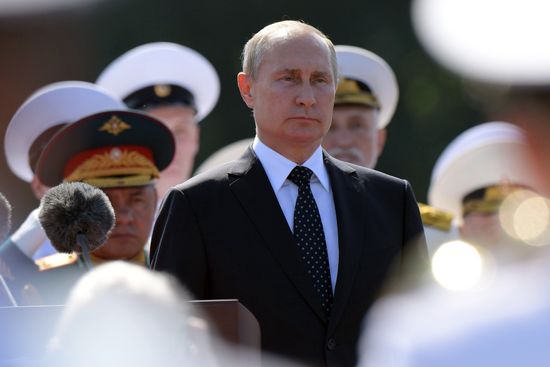 Russian President Vladimir Putin attends Main Naval Parade