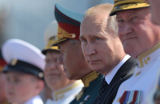 Russian President Vladimir Putin attends Main Naval Parade