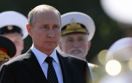Russian President Vladimir Putin attends Main Naval Parade