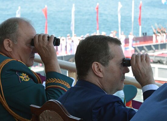 Prime Minister of Russia Dmitry Medvedev attends Russian Navy Day celebrations in Sevastopol