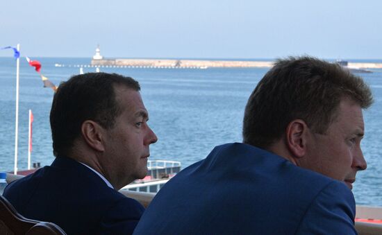 Prime Minister of Russia Dmitry Medvedev attends Russian Navy Day celebrations in Sevastopol