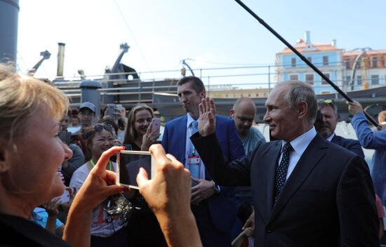 Russian President Vladimir Putin attends Main Naval Parade