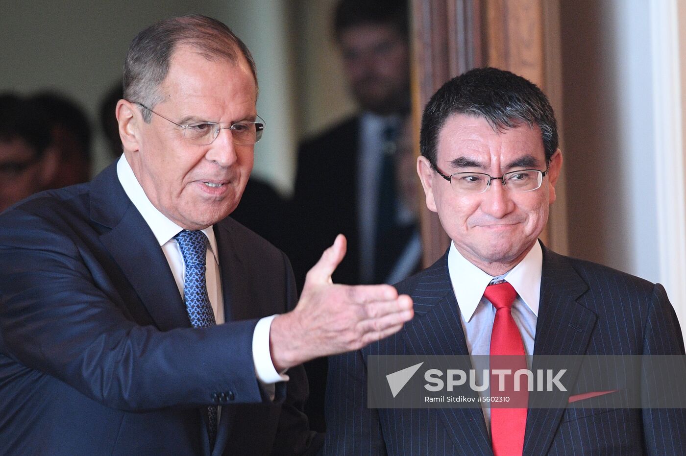 Meeting of Russian and Japanese foreign ministers Sergei Lavrov and Taro Kono