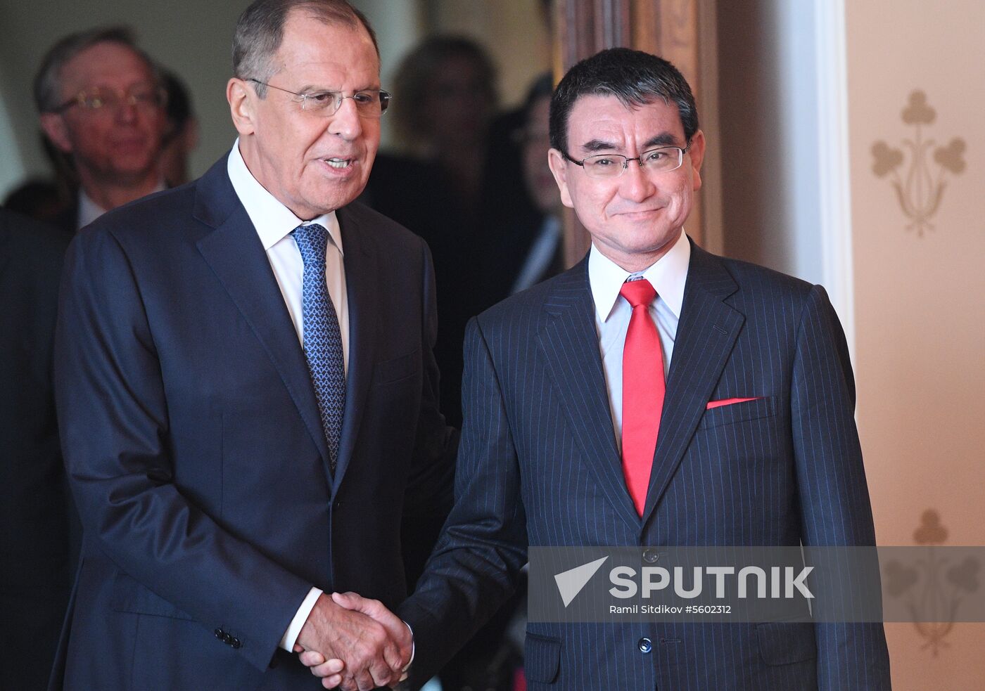 Meeting of Russian and Japanese foreign ministers Sergei Lavrov and Taro Kono