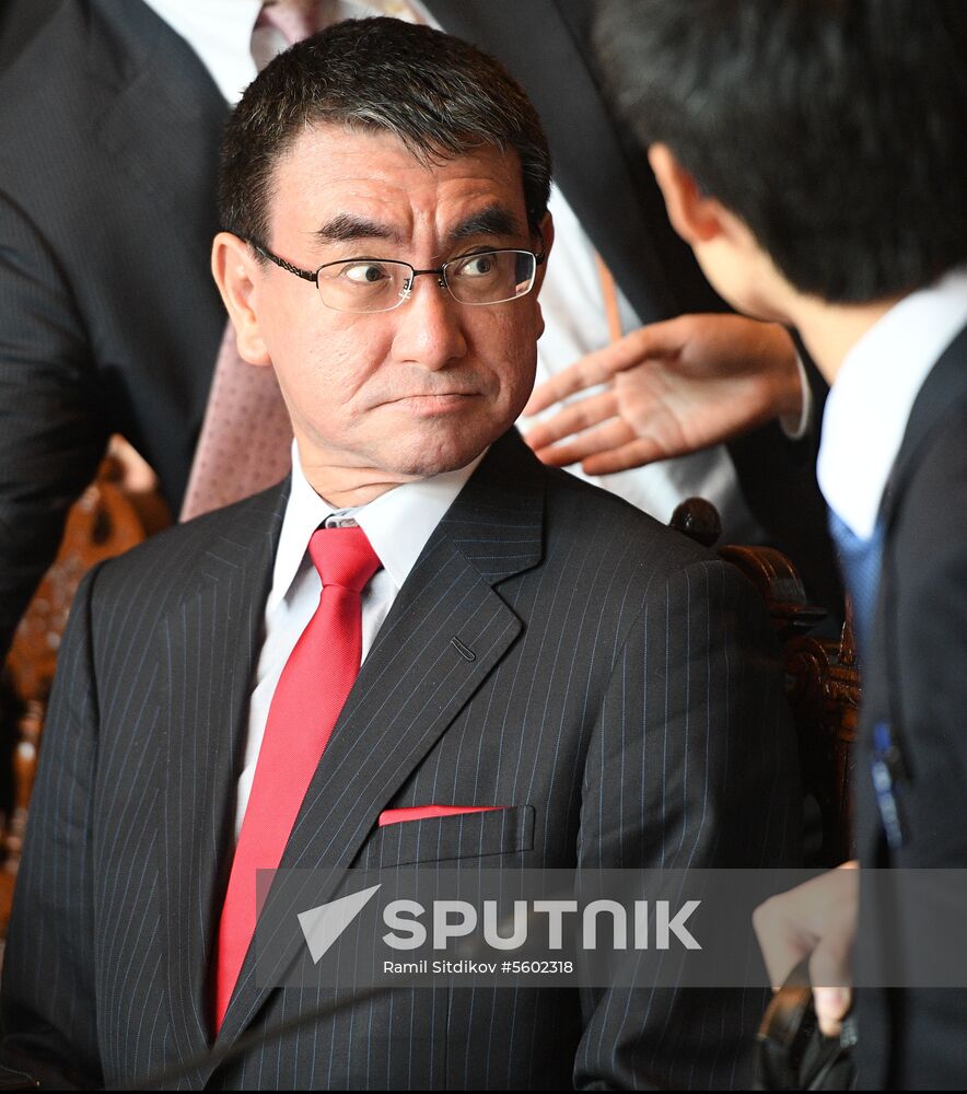 Meeting of Russian and Japanese foreign ministers Sergei Lavrov and Taro Kono