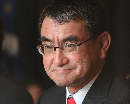 Meeting of Russian and Japanese foreign ministers Sergei Lavrov and Taro Kono