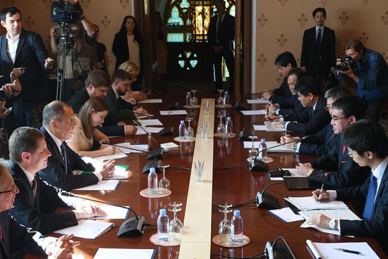 Meeting of Russian and Japanese foreign ministers Sergei Lavrov and Taro Kono