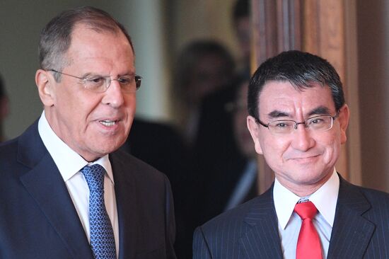 Meeting of Russian and Japanese foreign ministers Sergei Lavrov and Taro Kono