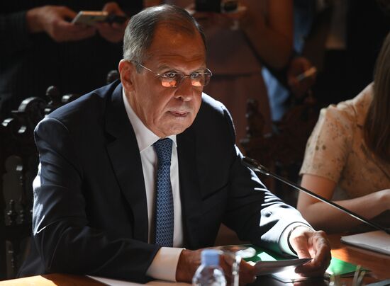 Meeting of Russian and Japanese foreign ministers Sergei Lavrov and Taro Kono