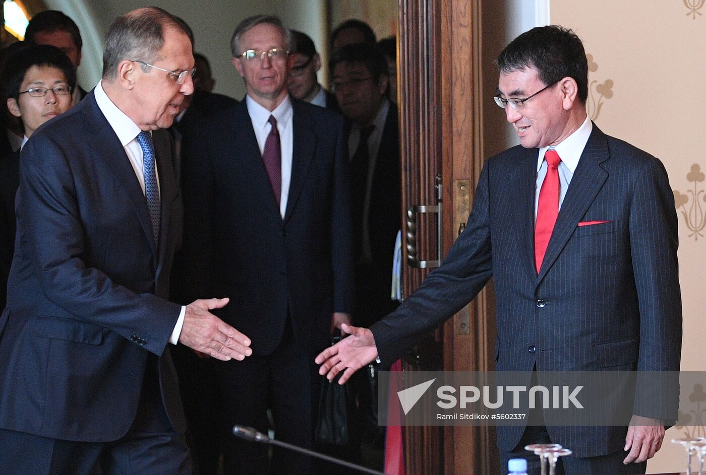 Meeting of Russian and Japanese foreign ministers Sergei Lavrov and Taro Kono