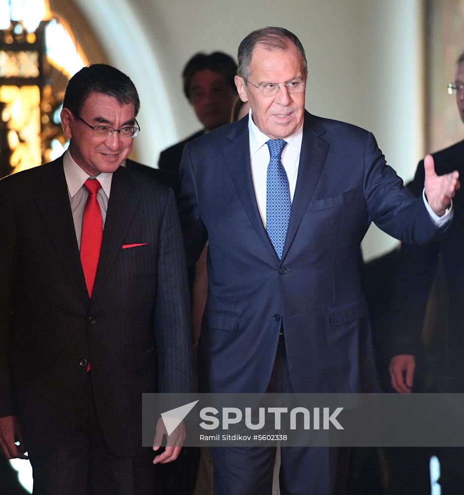 Meeting of Russian and Japanese foreign ministers Sergei Lavrov and Taro Kono